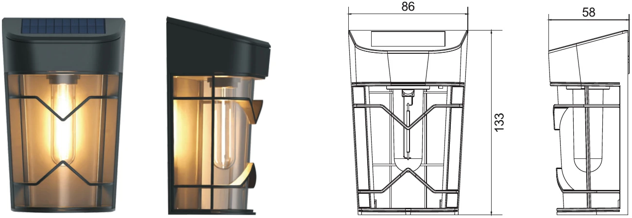 MS-1811A-COB — Solar Wall Lantern