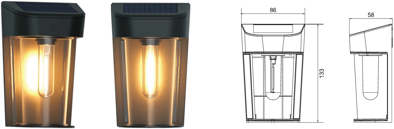MS-1811B-COB — Solar Wall Lantern